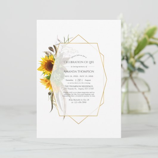 Invitation Fleurs de soleil géométriques rustiques Célébratio (Debout devant)