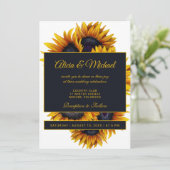 Invitation Fleurs de soleil jaune or | Mariage d'été (Debout devant)