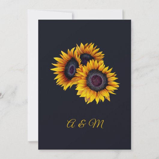 Invitation Fleurs de soleil jaune or | Mariage d'été (Dos)