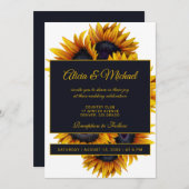 Invitation Fleurs de soleil jaune or | Mariage d'été (Devant / Derrière)