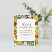 Invitation Fleurs de soleil jaunes 100e fête d'anniversaire (Debout devant)