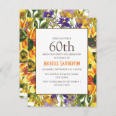 Invitation Fleurs de soleil jaunes 60e fête d'anniversaire (Devant / Derrière)