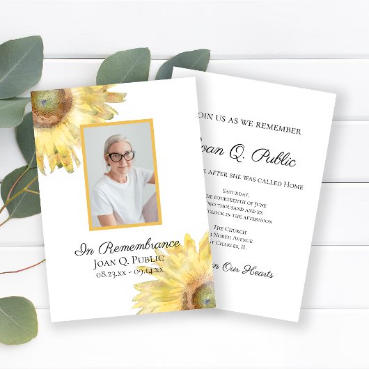 Invitation Fleurs de soleil jaunes Aquarelle Anniversaire de 