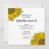 Invitation Fleurs de soleil jaunes Douces 16 fête d'anniversa (Devant)