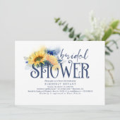 Invitation Fleurs de soleil Jaunes Elégante Marine Fête des m (Debout devant)