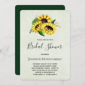 Invitation Fleurs de soleil jaunes en Fête des mariées aquare (Devant / Derrière)