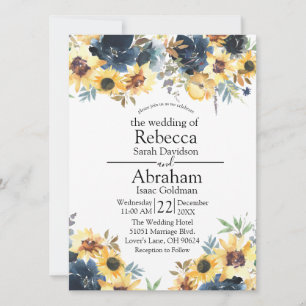 Invitation Fleurs de soleil Jaunes Floral Invitatiatiatio Mar