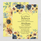 Invitation Fleurs de soleil jaunes Floral Mariage (Devant / Derrière)