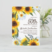 Invitation Fleurs de soleil jaunes Marguerites blanches 50e a (Debout devant)