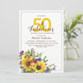 Invitation Fleurs de soleil jaunes violet Floral 50 Fabuleux (Debout devant)