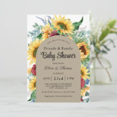 Invitation Fleurs de soleil joyeuses Baby shower floral d'aut (Debout devant)