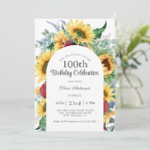 Invitation Fleurs de soleil joyeux Botanique 100e fête d'anni (Debout devant)