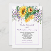 Invitation Fleurs de soleil, Lavande, Mariage Eucalyput (Devant)