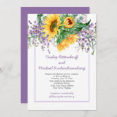 Invitation Fleurs de soleil, Lavande, Mariage Eucalyput (Devant / Derrière)