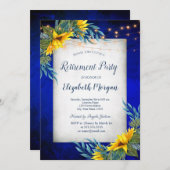 Invitation Fleurs de soleil, Lumières à cordes Retraite bleue (Devant / Derrière)