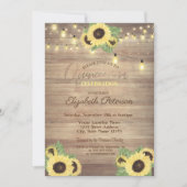 Invitation Fleurs de soleil, Lumières à cordes, Texture en bo (Devant)