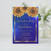 Invitation Fleurs de soleil, Lumières, Bois, Bleu Confetti Gr (Debout devant)