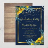 Invitation Fleurs de soleil, Lumières, Fête de Graduation de  (Devant / Derrière)