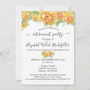 Invitation Fleurs de soleil personnalisées Bonne chance Parti