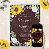 Invitation Fleurs de soleil Roses blanches Lumières Mariage e