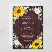 Invitation Fleurs de soleil Roses blanches Lumières Mariage e (Devant)