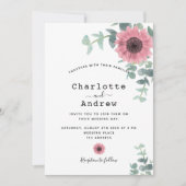 Invitation Fleurs de soleil roses mariage de verdure fleurie  (Devant)