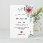 Invitation Fleurs de soleil roses mariage de verdure fleurie  (Debout devant)