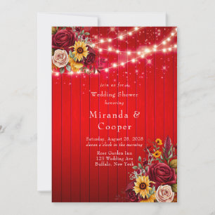 Invitation Fleurs de soleil roses rouges lumières wedding sho