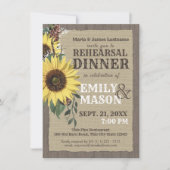 Invitation Fleurs de soleil rustique Dîner de répétition (Devant)
