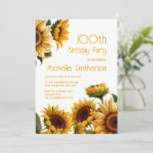 Invitation Fleurs de soleil rustique élégant 100e anniversair (Debout devant)