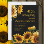 Invitation Fleurs de soleil rustique élégant Noir 40e anniver<br><div class="desc">Invitation rustique et élégante à la fête du 40ème anniversaire avec des tournesols jaunes sur un arrière - plan noir. Contactez-moi pour obtenir de l'aide sur vos personnalisations ou pour demander des produits Zazzle correspondants ou coordonnés supplémentaires pour votre célébration.</div>