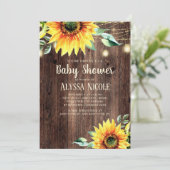 Invitation Fleurs de soleil rustiques Baby shower Invita (Debout devant)