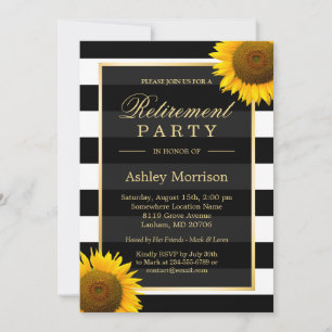 Invitation Fleurs de soleil rustiques Black Stripes Parti de 