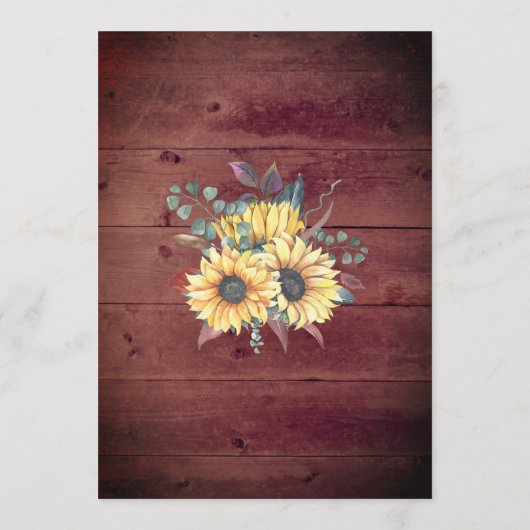 Invitation Fleurs de soleil rustiques Bois Mason Jar Lumières (Dos)