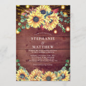 Invitation Fleurs de soleil rustiques Bois Mason Jar Lumières (Devant)