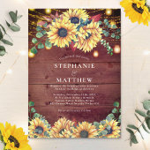 Invitation Fleurs de soleil rustiques Bois Mason Jar Lumières