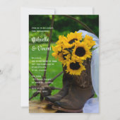 Invitation Fleurs de soleil rustiques Boots Western Engagemen (Devant)
