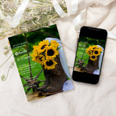 Invitation Fleurs de soleil rustiques Boots Western Engagemen