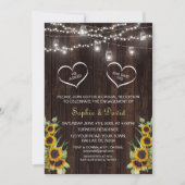 Invitation Fleurs de soleil rustiques Éclairage Fiançailles e (Devant)