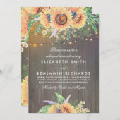 Invitation Fleurs de soleil rustiques et lumières Dîner de ré (Devant / Derrière)