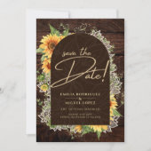 Invitation Fleurs de soleil rustiques et mariage de dentelle (Devant)