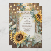 Invitation Fleurs de soleil rustiques Ferme Jardin Mariage (Devant / Derrière)