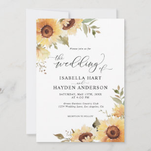 Invitation Fleurs de soleil rustiques Floral Verdure Boho Mar