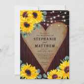 Invitation Fleurs de soleil rustiques Lumières à cordes de co (Devant)