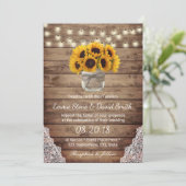 Invitation Fleurs de soleil rustiques Lumières à cordes Maria (Debout devant)
