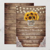 Invitation Fleurs de soleil rustiques Lumières à cordes Maria (Devant / Derrière)