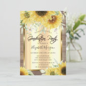 Invitation Fleurs de soleil rustiques, Lumières, Graduation e (Debout devant)