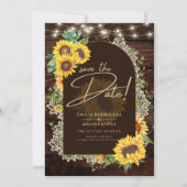 Invitation Fleurs de soleil rustiques Luminaires Arc Mariage (Devant)