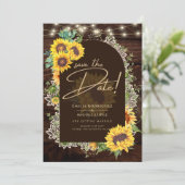 Invitation Fleurs de soleil rustiques Luminaires Arc Mariage (Debout devant)