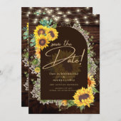 Invitation Fleurs de soleil rustiques Luminaires Arc Mariage  (Devant / Derrière)